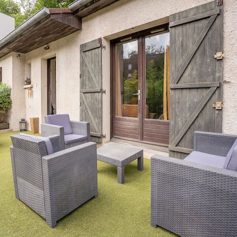 Gather together outside for a glass of French wine