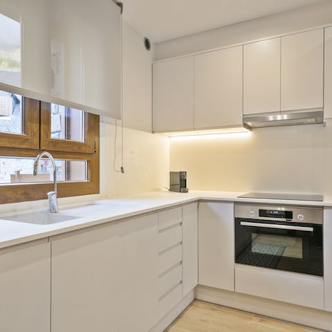 Enjoy making Catalonian esqueixada in this sleek kitchen