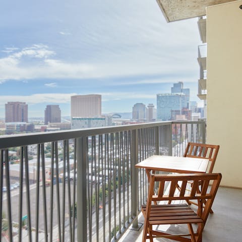 Enjoy the fantastic views across the city from your private balcony 