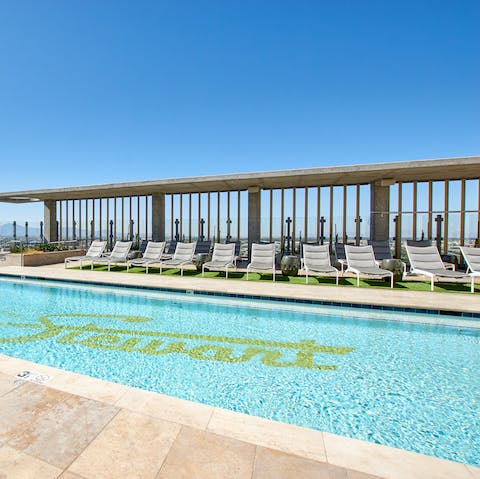 Grab a lounger and bask in the sunshine before taking a refreshing dip in the pool