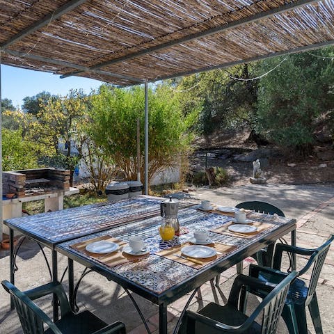 Look forward to tucking into lunch on the shaded terrace