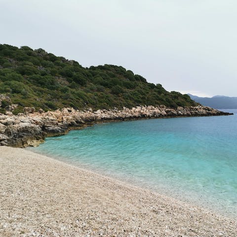 Drive over to one of the beautiful beaches on the Turkish Riviera in as little as fifteen minutes