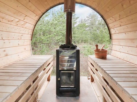 Unwind in the home's sauna cabin