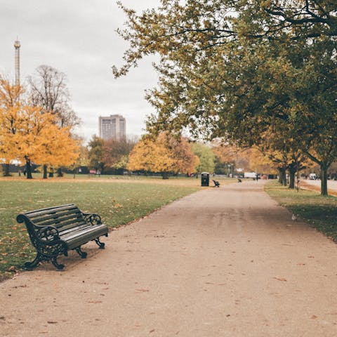Pack a picnic to enjoy in Hyde Park – a thirteen minute walk away
