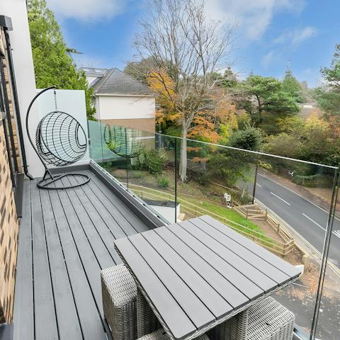 Relax on south-facing balcony in the Dorset sun