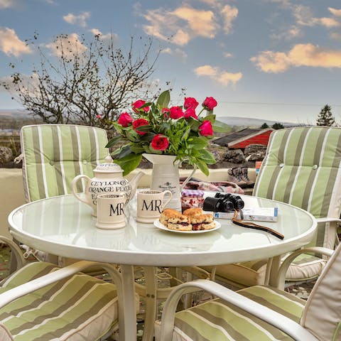 Enjoy afternoon tea while soaking up the sunshine on your south-facing patio