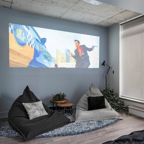 Settle in the bean bags and enjoy a movie together