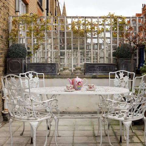 Enjoy a spot of tea and cake on the private terrace