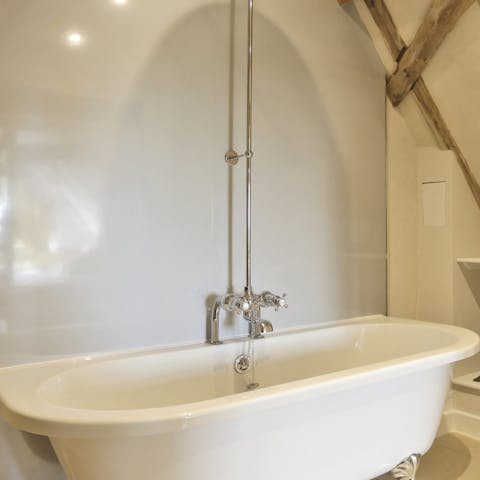Take a long, relaxing soak in the freestanding bath