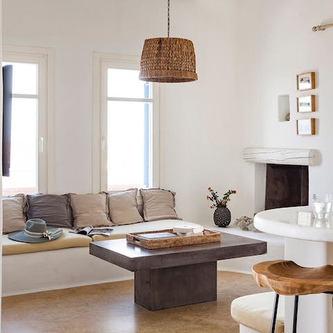 Fall in love with the minimal and soothing Cycladic-inspired living space