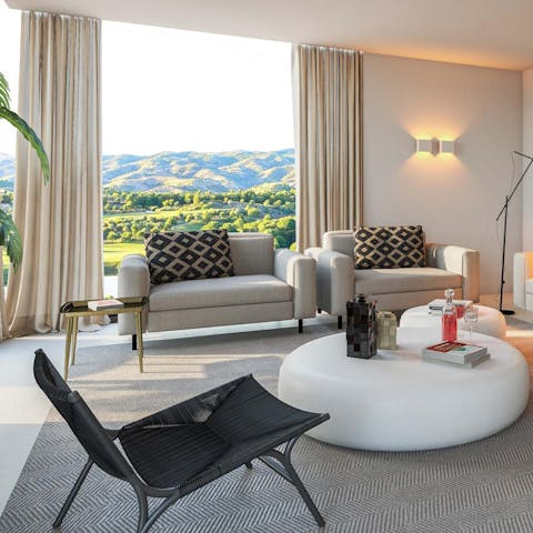 Admire views of the verdant Algarve countryside from the floor-to-ceiling windows or balcony