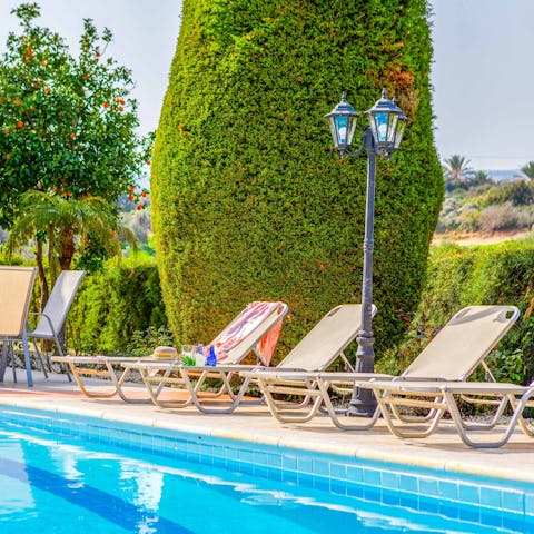 Spend days lounging by the swimming pool in the hot Cypriot sunshine
