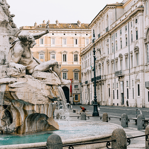 Head to the historic Piazza Navona, a seven-minute walk away