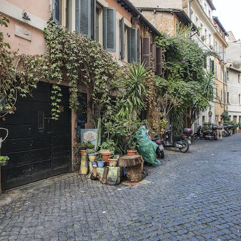 Stay on a picturesque street brimming with Italian charm