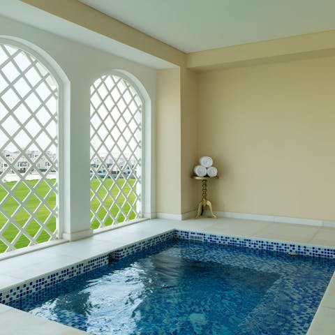 Relax in the communal Jacuzzi before enjoying a treatment in the spa