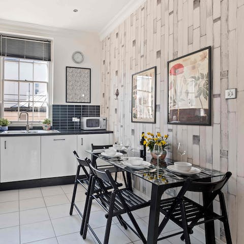 Enjoy breakfast in the bright kitchen each morning before setting off to explore