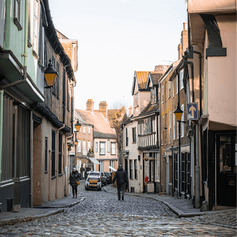 Take a day trip to the medieval city of Norwich, a short drive away
