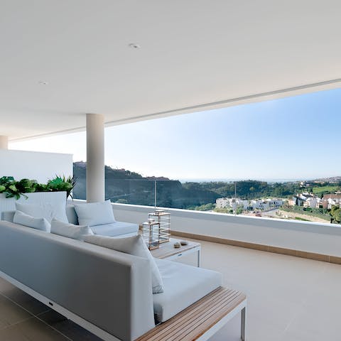 Take your pick from two sweeping private terraces to soak up the views 