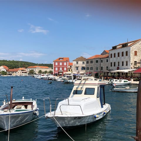 Hop in the car and drive over to the seafront town of Stari Grad in just over five minutes