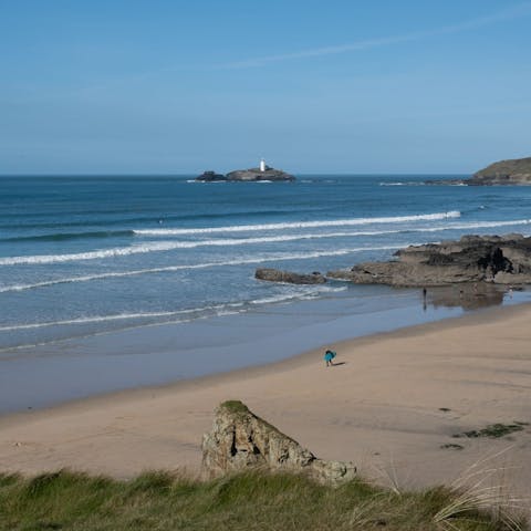 Roll up your trousers and go paddling at Gwithian Beach, a  seven-minute walk away