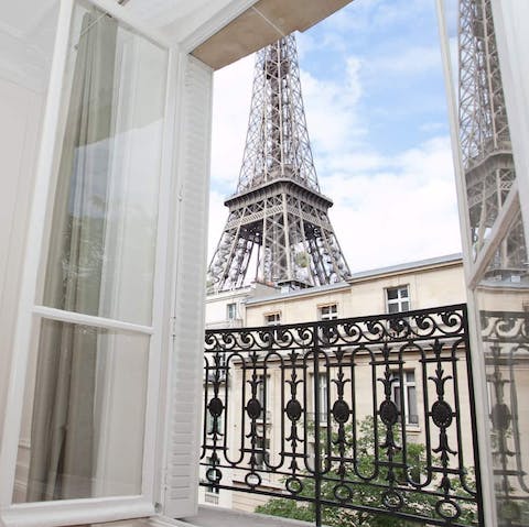 Admire the incredible views of the Eiffel Tower from the window