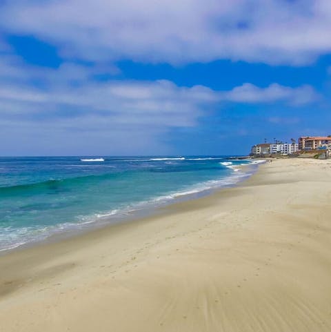 Stroll along white sandy beaches