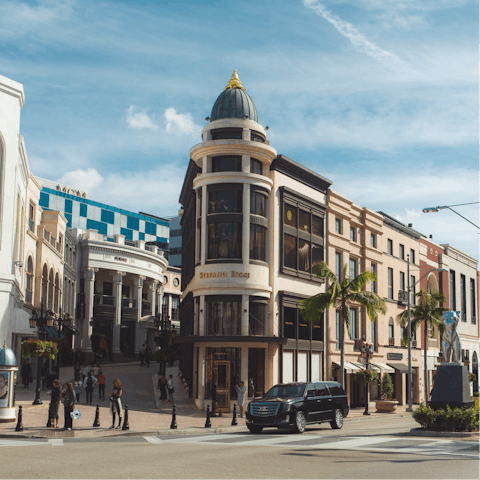 Make shopping on Rodeo Drive your own mission of the day – it’s just a five-minute drive away