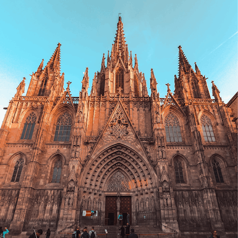 Wander over to Barcelona's strikingly Gothic cathedral in only four minutes on foot