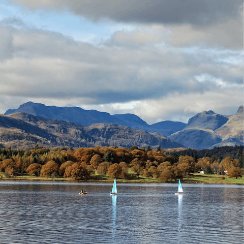 Hop in the car for a sailing trip on Lake Windermere, forty minutes from home
