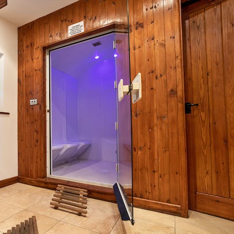 Spend the morning in the steam room before heading for the hills