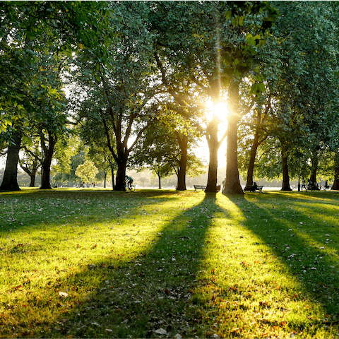 Take a fifteen-minute stroll to the wide open green spaces of Hyde Park