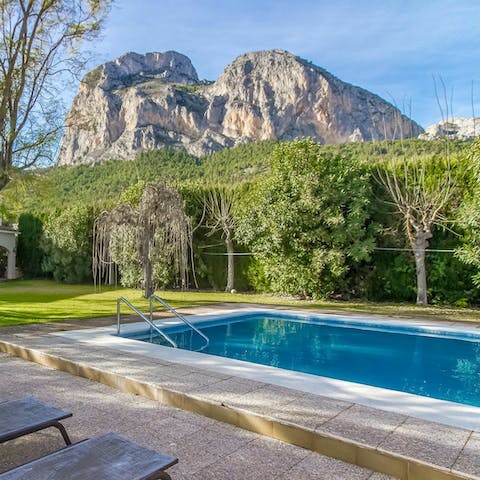 Enjoy incredible mountain views from the private pool