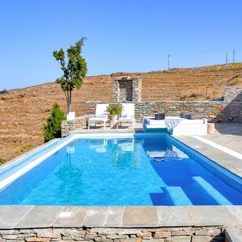 Cool off from the Greek heat with a dip in the private infinity pool