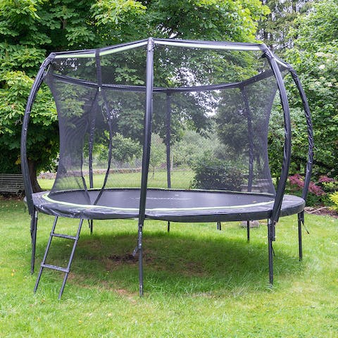 Bounce around on the large trampoline