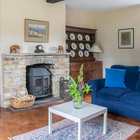 Choose between the fireplace and the wood burner on chillier evenings