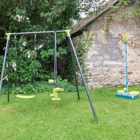 Keep the kids occupied with the swings and swing ball set