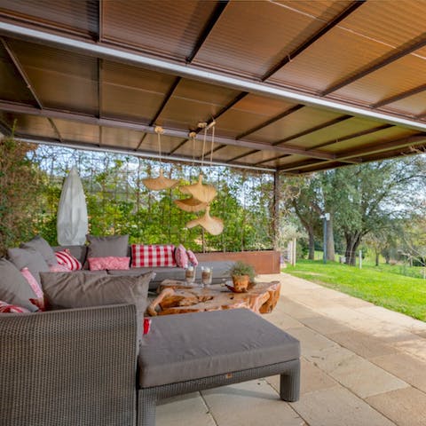 Choose between several secluded lounges on shaded patios