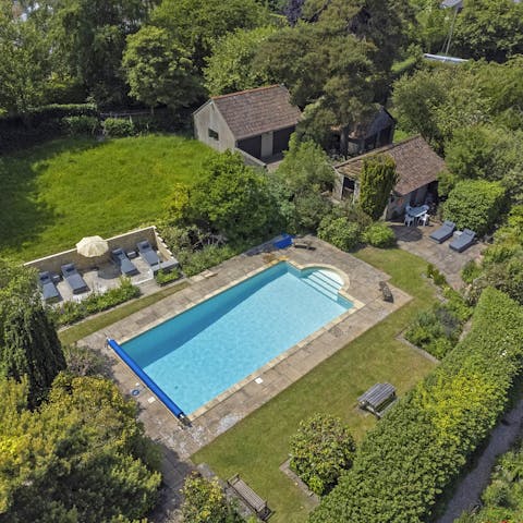 Cool off in the shared pool on hot summer days