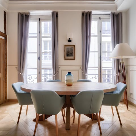 Lay the table for a lazy breakfast as you peer out over Montorgueil’s streets