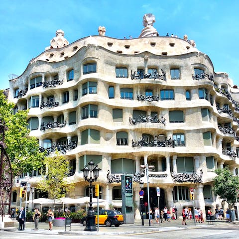 Visit Gaudí's impressive Casa Milà, a ten-minute walk away