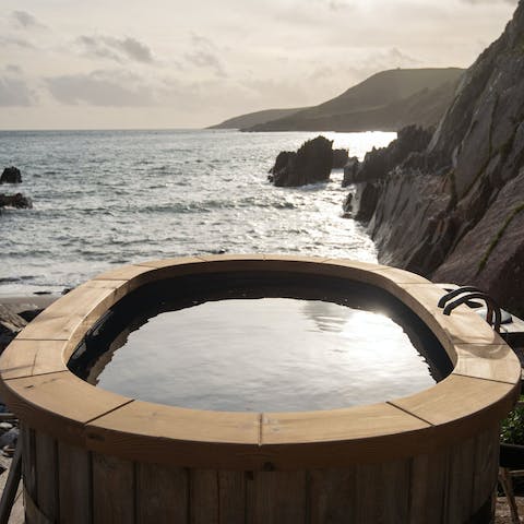 Soak away the stresses of modern life in the wood-fired hot tub