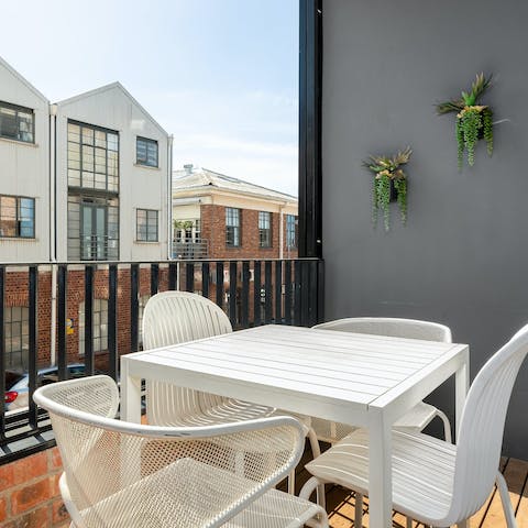 Enjoy a bit of sunshine and dine alfresco in the balcony
