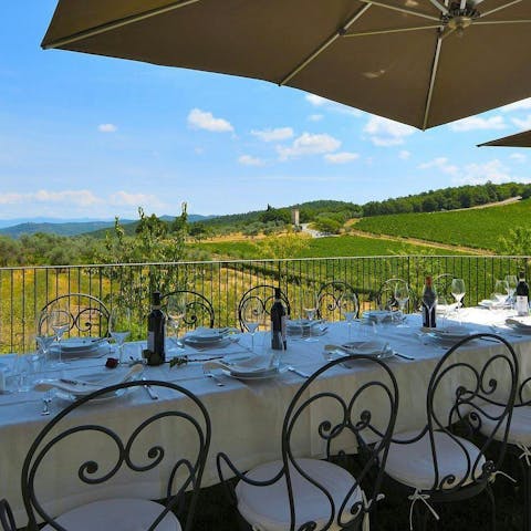 Savour delicious Italian meals served on the terrace