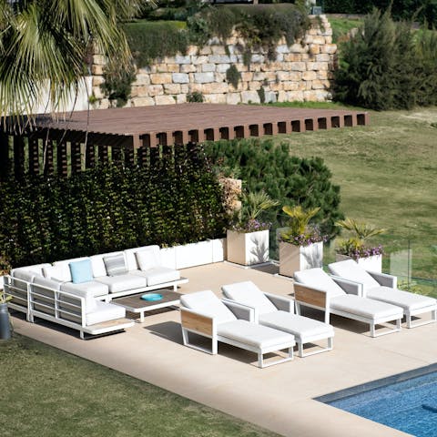 Soak up the sun from the loungers after a refreshing dip in the pool