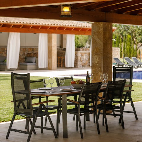 Dine alfresco in the shade of the terrace