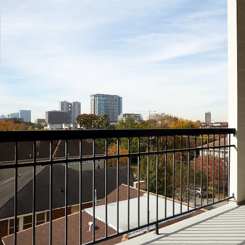 Sip your morning coffee on the private balcony while taking in views of Houston's skyline