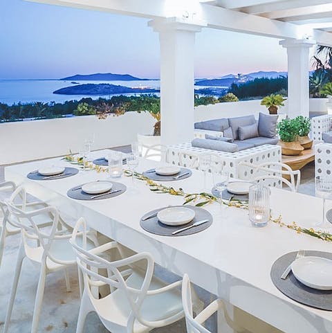Organise delicious alfresco feasts out on the terrace with sweeping views before you 