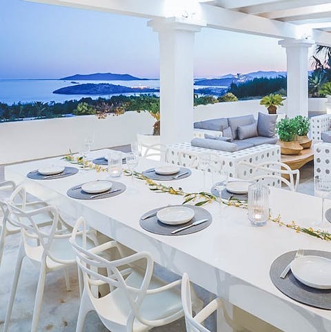 Organise delicious alfresco feasts out on the terrace with sweeping views before you