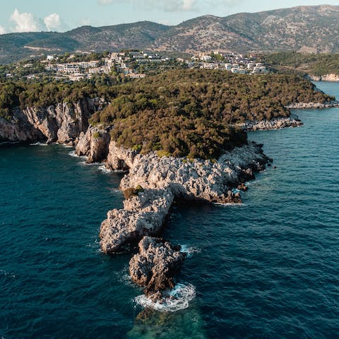 Explore the nearby rugged coastline of Sivota, just a short drive away
