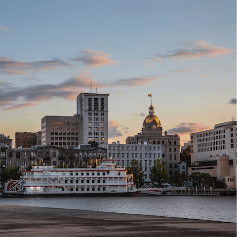 Sail down the Savannah River on the Georgia Queen riverboat